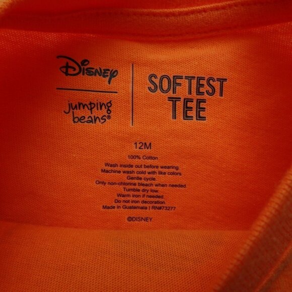 Lot of 2 Disney Mickey Mouse Tees Graphic T-Shirts Red Orange Baby Toddler 12 Mo - Picture 9 of 10